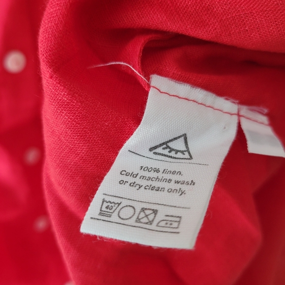 Sleeper red 100% linen brigitte midi dress, small - Picture 7 of 7